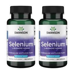 Swanson Selenium (L-σεληνομεθειονίνη) - φυτικό συμπλήρωμα που προωθεί την υγεία της καρδιάς και του προστάτη - Μπορεί να υποστηρίξει ανοσοποιητικό σύστημα & Thyroid υγεία - (300 κάψουλες, 100mcg κάθε) (2 Pack)