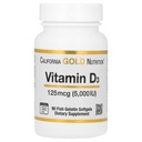 California Gold Nutrition Vitamin D3 Supplement Support for Healthy Bones & Teeth - Immune System Support - Gluten Free, Non-GMO - 125 mcg (5,000 IU) - 90 Fish Gelatin Softgels