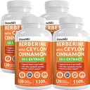 21-in-1 Berberine Supplement with Ceylon Cinnamon Capsules - Dihydroberberine with Chromium, Bitter Melon & Green Tea Extract - Berberine with Ceylon Cinnamon for Energy Support (120 Ct) (Pack of 4)
