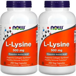 NOW Τρόφιμα L-λυσίνη 500 mg, 250 κάψουλες (πακέτο των 2)