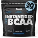 Gains in Bulk BCAA Powder, Pre Workout Plant Based Branch Chain Amino Acids, Gluten Free, Vegan Supplement with Keratin for Endurance & Strength During & Post Workout, Unflavored, 30 Servings