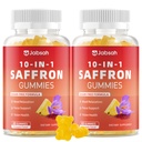 Saffron Gummies for Adult Kids, 10-IN-1 Saffron Supplements with Saffron Extract 88.5 mg, Vitamin D3, B6, B12, L-Theanine, St. John's Wort, Ashwagandha for Mood, Focus, Calm, Melatonin-Free, 120 Count