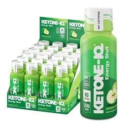Ketone-IQ No Caffeine Exogenous Ketones Energy Shots - 24 Pack Caffeine Free Energy Drinks with 10g Ketones - Χωρίς ζάχαρη, χωρίς αλάτι, και όλα τα φυσικά (Green Apple)