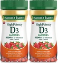 Nature's Bounty Vitamin D 5000 IU Gummies, Vitamin D3 High Potency Immune Support & Bone Health Supplement, 5000 IU in 1 Gummy,Strawberry Flavor for Adults, 60 Vegetarian Gummies (Pack of 2)