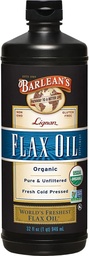 Βιολογικό Lignan Omega 3 του Barlean συμπλήρωμα λιναρόσπορου για άνδρες και γυναίκες, Σπέρματα λιναριού κρύου τύπου, 7230mg ALA λιπαρών οξέων, Vegan και χωρίς γλουτένη, 32 oz