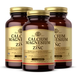 Solgar Calcium Magnesium Plus Ψευδάργυρος, 100 δισκία (πακέτο των 3) - Προάγει υγιή οστά και δόντια - Υποστηρίζει νευρική & μυϊκή λειτουργία - μη-GMO, Vegan, χωρίς γλουτένη, χωρίς γαλακτοκομικά, Kosher - 100 Σύνολο σερβιρίσματος