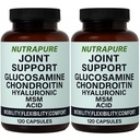 Nutrapure Joint Support - Allura Glucosamine & Chondroitin Complex, MSM, Hyaluronic Acid & Bamboo Extract – Joint Care Formula, Knee Health Suppplement, 120 Veggie Capsules (2)