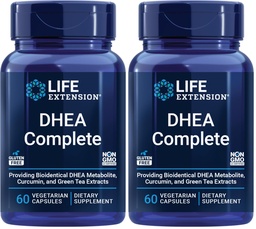 Life Extension DHEA and 7-Keto DHEA Complete Vegetarian Capsules to Maximize Support of a Healthy Body Weight & Mood,Lean Muscle Mass,Libido & More,Non-GMO,Gluten-Free,60 Count (Pack of 2)