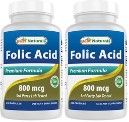 Best Naturals Folic Acid 800 mcg 240 Capsules (Pack of 2)