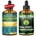 vivcmin Graviola Soursop Leaf Extract & Mullein Lung Cleanse Drops Bundle – Immune, Respiratory & Relaxation Support | Sugar-Free, Non-GMO Herbal Tinctures | 2 fl oz + 4 fl oz
