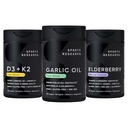 Sports Research® Immunity Pack - Odorless Garlic Oil Pills (1000mg) + Vitamin D3 + K2 + Elderberry with Zinc, Vitamin C, Ginger & Vitamin D3