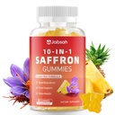 Saffron Gummies for Adult Kids, 10-IN-1 Saffron Supplements with Saffron Extract 88.5 mg, Vitamin D3, B6, B12, L-Theanine, St. John's Wort, Ashwagandha for Mood, Focus, Calm, Melatonin-Free, 60 Count
