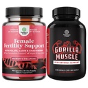 Bundle of Fertility Supplements for Women with Inositol & Folic Acid - Preconception Vitamins for Hormone Balance and Extra Strength Testosterone Booster for Muscle Enlargement Stamina & Strength
