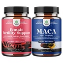 Bundle of Fertility Supplements for Women with Inositol & Folic Acid - Preconception Vitamins for Hormone Balance and Potent Black Maca Root Capsules for Men with Siberian Ginseng and Ashwagandha
