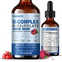 Methylated B Complex - Vitamin B Complex Liquid Drops, B Complex Vitamins for Women, 5000mcg B12, 1000mcg Folate, with Beetroot & Hawthorn, Sugar-Free,Energy, Focus, Heart & Brain, 2 Fl Oz