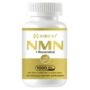 NMN Resveratrol Supplement, 1000mg, 99% Purity, NAD+ for Anti-Aging, DNA Repair, Cellular Energy and Immune Support, 30 Capsules