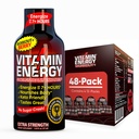 Vitamin Energy Workout+ Extra Strength Energy Shot Berry 48 Pack, 260mg Natural Caffeine, Pre-Workout, B-Vitamins, Minerals, Endurance & Performance, Zero Sugar, Gluten-Free, Vegan, 1.93 fl oz