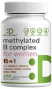 DEAL SUPPLEMENT Methylated B Complex for Women, 240 Vegetarian Capsules | 15-in-1 Bioactive Formula with Methylated & Activated B Vitamins Plus Inositol, Cranberry, Choline, PABA & DHEA | Non-GMO