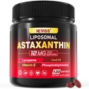 Liposomal Astaxanthin Supplements 12mg w/ Lycopene, CoQ10, Lutein, Vitamin B6, E, Zinc, Coconut Oil - Fresh Microalgae Source Powerful Antioxidants for Healthy Skin, Eyes, Aging, Non GMO- 120 Softgels