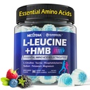 Hmb and L-Leucine Gummies, Pre Work Essential Amino Acids EAA Supplements for Men & Women, w/Branched-Chain Amino (BCAA) & 4 Hydration Electrolytes, Taurine, B12 & D3 for Fast Workout Recovery, 60Cts