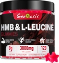 HMB and L-Leucine Gummies, Chewable HMB Amino Acid and Leucine Supplement for Men & Women, Muscle Health & Growth, Immune Support & Overall Health, Vegan Strawberry Flavor, 120 Count
