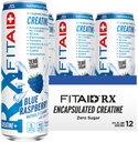 Lifeaid Fitaid Rx + Creatine Drink, Blue Raspberry, Zero Sugar, Vegan, Kosher, Keto Friendly, Gluten Free, 12 Fluid Ounce (Pack of 12) - Packaging May Vary