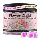 Flower Child Breastfeeding Gummies for Milk Production with Organic Moringa, Milk Thistle, Choline & DHA, Lactation Supplement Postnatal Recovery Vitamins, Fenugreek Free, Vegan, 60 Count