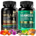 Shilajit and Sea Moss Vitality Bundle, Black Seed, Ashwagandha, Turmeric, Bladderwrack, Burdock, Tongkat Ali, All in 1 Mineral Supplements