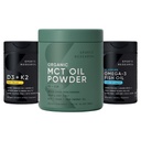Sports Research® Multivitamin Pack with Organic MCT Oil Powder - Keto & Vegan MCTs C8 + C10, Vitamin D3 5000iu + K2 100mcg, and Alaskan Omega-3 Fish Oil 1250mg