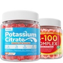 NEVISS 1 Pack Super Vitamin B Complex Gummies + 1 Pack Potassium Citrate 1000mg Gummies