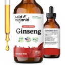 Wild & Organic Korean Panax Ginseng Extract Liquid Drops - Immune & Energy Support - Red Ginseng Root Supplement - Easy to Add to Tea - Vegan, Sugar & Alcohol-Free Tincture - 4 fl oz