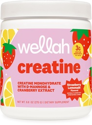 Wellah Creatine for Women - Creatine Monohydrate with Dandelion & Cranberry Extract (50 Σερβιρίσματα, Λεμονάδα Φράουλα)