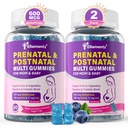 Prenatal Vitamins for Women with Methylfolate, Vegan Omega-3 DHA, Organic Food Blend, Probiotics, Iron, Vitamin D3 B6 B12, Choline, Sugar Free Multivitamin for Women During & Post Pregnancy, 120 Cts