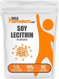 BulkSupplements.com σκόνη λεκιθίνης σόγιας - συμπλήρωμα λεκιθίνης, συμπλήρωμα διατροφής, βαθμός διατροφής - Χωρίς γλουτένη, 1,2g ανά υπηρεσία, 100g (3.5 oz) (πακέτο του 1)