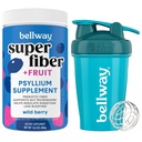 Bellway Super Fiber Powder + Fruit, Wild Berry Shaker Bottle Bundle