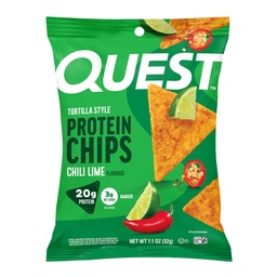 Quest Nutrition Chili Lime Tortilla Style Protein Chips, 20g Protein, 3g Net Carbs, Low Carb, Gluten Free, 1.1 oz (Pack of 12)