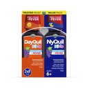VICKS DayQuil and NyQuil Kids Grape Cold & Cough + Fever Multi-Symptom Relief Liquid Co-Pack, Specially Formulated for Kids Ages 6+, 2x8 OZ