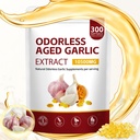 Aged Garlic Extract Capsules 300 Softgels, Odorless Garlic Supplement with Magnesium, Chromium, Vitamin B1 & B9, Daily Immune & Wellness Support, 2 Years Matured