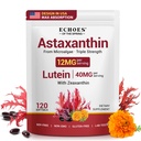 Astaxanthin 12mg & Lutein 40mg with Zeaxanthin Supplements, Fresh Microalgae Source, Supports Eye, Skin, Antioxidant, Joint, Circulatory Health Non-GMO Gluten Free, 4 Month Supply | 120 Softgels