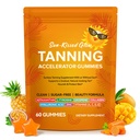 Tanning Gummies with Astaxanthin, Lycopene, Beta Carotene, L-Tyrosine, Hyaluronic Acid, Natural Tanning Accelerator for Natural Glowing Bronzed Look, Hydration, Clean Formula|60 Count