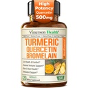 Quercetin with Bromelain Turmeric Curcumin Supplement – Triple Action: Allergy Relief, Inflammation and Joint Support with Organic Tumeric + Bioperine for Max Absorption – 120 Quercetin 500mg Capsules