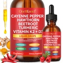 Cayenne Pepper Drops Supplement Liquid,Cayenne Health Supplements with Turmeric Curcumin, Hawthorn Berry, Ceylon Cinnamon, Organic Panax Ginseng, Berberine Extract, 2 Oz
