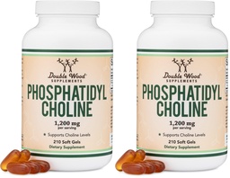 Phosphatidylcholine 1,200mg – 210 Softgels – Enhanced Version of Sunflower and Soy Lecithin (Choline Supplements) - Non-GMO and Gluten Free to Support Brain Health by Double Wood (Pack of 2)