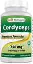 Best Naturals Cordyceps Sinensis Mycelium Mushroom Powder 750 mg 120 Veggie Capsules