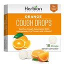 Herbion Naturals Cough Drops with Natural Orange Flavor, Dietary Supplement, Soothes Cough, for Adults and Children Over 6 Years, 18 Drops