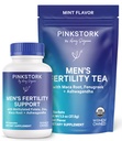 Blue Stork Men's Fertility Bundle – Fertility Support Supplement + Organic Tea – Vitamins, Minerals, and Herbs to Support Sperm Health and Reproductive Wellness – 30 Capsules + 15 Sachets