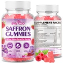 Saffron Gummies for Adult Kids, 10-IN-1 Formula with Saffron 88.5mg, Vitamins D3 & B6, Magnesium, Zinc, Ashwagandha, L-Theanine, St. John's Wort - Supports Mood & Focus, Raspberry Flavor, 60 Count