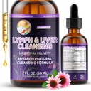Lymphatic Drainage Drops | 24 in 1 Liver Cleanse Detox & Repair Supplement with Echinacea, Artichoke, Burdock Root & Elderberry for Lymphatic & Lung Health