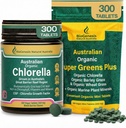 Biogenesis Organic Chlorella & SuperGreens Plus Kit – Chlorella Tablets (500mg) Mixed Berry & SuperGreens Plus (200mg) – Australian Grown, Rich in Chlorophyll & Vitamins for Immunity & Energy – 600 To