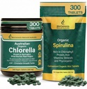 Biogenesis 100% Australian Organic Greens Kit– Spirulina Mini Tabs (200mg) & Chlorella Tablets (500mg) – BioDynamic Cracked Cell Wall Algae – Rich in Chlorophyll & Phycocyanin for Energy, Immunity & D